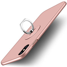 Custodia Plastica Rigida Opaca con Anello Supporto per Apple iPhone Xs Max Rosa