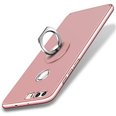 Custodia Plastica Rigida Opaca con Anello Supporto per Huawei Honor 8 Oro Rosa