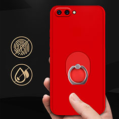 Custodia Plastica Rigida Opaca con Anello Supporto per Huawei Honor V10 Rosso