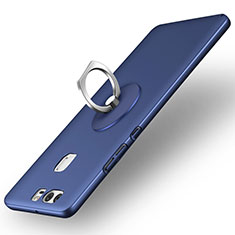 Custodia Plastica Rigida Opaca con Anello Supporto per Huawei P9 Blu