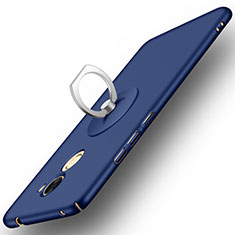 Custodia Plastica Rigida Opaca con Anello Supporto per Huawei Y7 Prime Blu