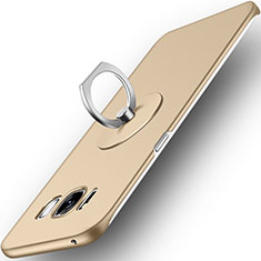 Custodia Plastica Rigida Opaca con Anello Supporto per Samsung Galaxy S8 Plus Oro