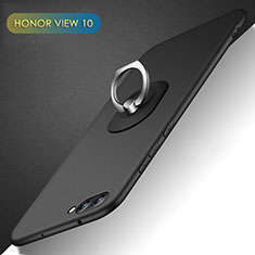 Custodia Plastica Rigida Opaca con Anello Supporto Q02 per Huawei Honor V10 Nero