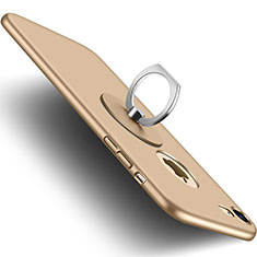 Custodia Plastica Rigida Opaca con Foro e Anello Supporto per Apple iPhone 8 Oro