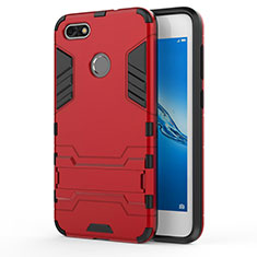 Custodia Plastica Rigida Opaca con Supporto per Huawei Enjoy 7 Rosso