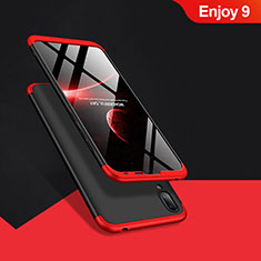 Custodia Plastica Rigida Opaca Fronte e Retro 360 Gradi Q01 per Huawei Enjoy 9 Rosso e Nero