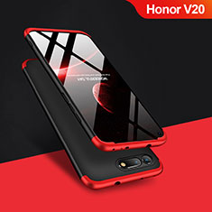 Custodia Plastica Rigida Opaca Fronte e Retro 360 Gradi Q01 per Huawei Honor V20 Rosso e Nero