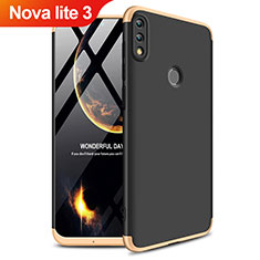 Custodia Plastica Rigida Opaca Fronte e Retro 360 Gradi Q01 per Huawei Nova Lite 3 Oro e Nero