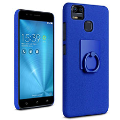 Custodia Plastica Rigida Sabbie Mobili con Anello Supporto per Asus Zenfone 3 Zoom Blu