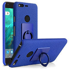 Custodia Plastica Rigida Sabbie Mobili con Anello Supporto per Google Pixel Blu