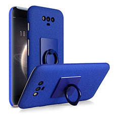 Custodia Plastica Rigida Sabbie Mobili con Anello Supporto per Huawei Honor Magic Blu