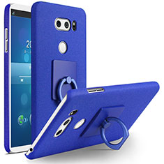 Custodia Plastica Rigida Sabbie Mobili con Anello Supporto per LG V30 Blu