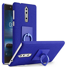 Custodia Plastica Rigida Sabbie Mobili con Anello Supporto per Nokia 8 Blu