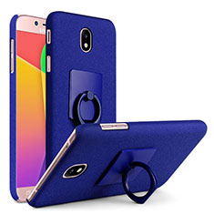 Custodia Plastica Rigida Sabbie Mobili con Anello Supporto per Samsung Galaxy J7 Pro Blu