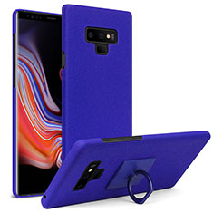 Custodia Plastica Rigida Sabbie Mobili con Anello Supporto per Samsung Galaxy Note 9 Blu