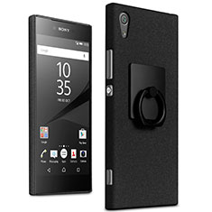 Custodia Plastica Rigida Sabbie Mobili con Anello Supporto per Sony Xperia XA1 Ultra Nero