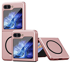 Custodia Plastica Rigida Senza Cornice Cover Opaca con Mag-Safe Magnetic QH1 per Samsung Galaxy Z Flip5 5G Oro Rosa