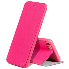 Custodia Portafoglio In Pelle con Stand L01 per Apple iPhone 8 Rosa Caldo