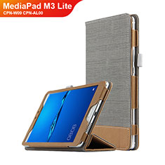 Custodia Portafoglio In Pelle con Stand L01 per Huawei MediaPad M3 Lite 8.0 CPN-W09 CPN-AL00 Grigio