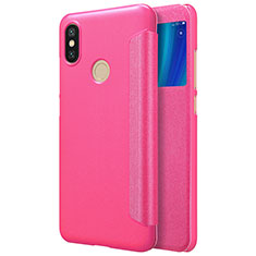 Custodia Portafoglio In Pelle con Stand L01 per Xiaomi Mi A2 Rosa Caldo