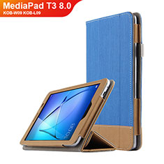 Custodia Portafoglio In Pelle con Stand L03 per Huawei MediaPad T3 8.0 KOB-W09 KOB-L09 Blu