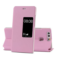 Custodia Portafoglio In Pelle con Stand per Huawei P9 Plus Rosa