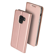 Custodia Portafoglio In Pelle con Stand per Samsung Galaxy A8 (2018) Duos A530F Oro Rosa