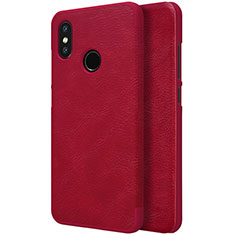 Custodia Portafoglio In Pelle con Stand per Xiaomi Mi 8 Rosso