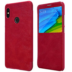Custodia Portafoglio In Pelle con Stand per Xiaomi Redmi Note 5 Pro Rosso
