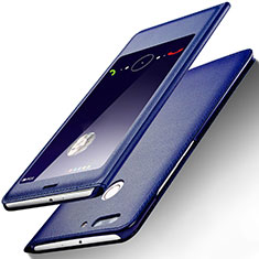 Custodia Portafoglio In Pelle con Supporto L01 per Huawei Honor 8 Pro Blu