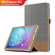 Custodia Portafoglio In Pelle con Supporto L01 per Huawei MediaPad M2 10.1 FDR-A03L FDR-A01W Grigio