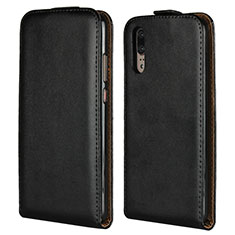 Custodia Portafoglio In Pelle con Supporto L01 per Huawei P20 Nero