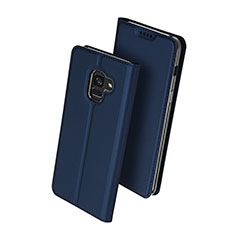 Custodia Portafoglio In Pelle con Supporto per Samsung Galaxy A8 (2018) Duos A530F Blu