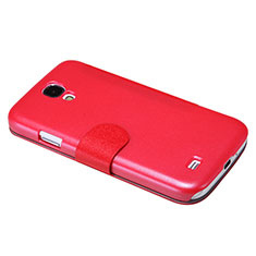 Custodia Portafoglio In Pelle con Supporto per Samsung Galaxy S4 IV Advance i9500 Rosso