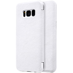 Custodia Portafoglio In Pelle con Supporto S01 per Samsung Galaxy S8 Plus Bianco