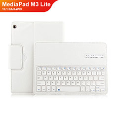 Custodia Portafoglio In Pelle con Tastiera L01 per Huawei MediaPad M3 Lite 10.1 BAH-W09 Bianco