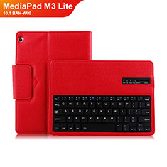Custodia Portafoglio In Pelle con Tastiera L01 per Huawei MediaPad M3 Lite 10.1 BAH-W09 Rosso
