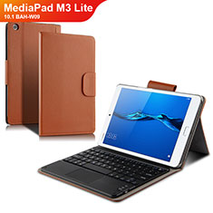 Custodia Portafoglio In Pelle con Tastiera L02 per Huawei MediaPad M3 Lite 10.1 BAH-W09 Bianco