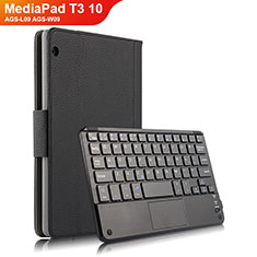 Custodia Portafoglio In Pelle con Tastiera per Huawei MediaPad T3 10 AGS-L09 AGS-W09 Nero