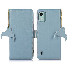 Custodia Portafoglio In Pelle Cover con Supporto A01D per Nokia C12 Azzurro