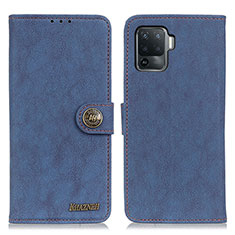 Custodia Portafoglio In Pelle Cover con Supporto A01D per Oppo Reno5 Lite Blu