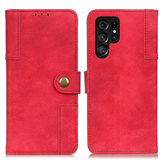 Custodia Portafoglio In Pelle Cover con Supporto A01D per Samsung Galaxy S22 Ultra 5G Rosso