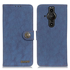 Custodia Portafoglio In Pelle Cover con Supporto A01D per Sony Xperia PRO-I Blu