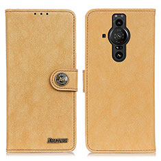 Custodia Portafoglio In Pelle Cover con Supporto A01D per Sony Xperia PRO-I Oro