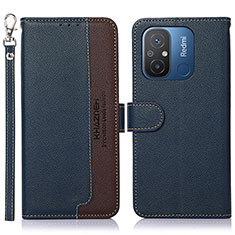 Custodia Portafoglio In Pelle Cover con Supporto A01D per Xiaomi Poco C55 Blu