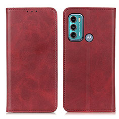 Custodia Portafoglio In Pelle Cover con Supporto A02D per Motorola Moto G40 Fusion Rosso
