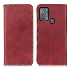 Custodia Portafoglio In Pelle Cover con Supporto A02D per Motorola Moto G50 Rosso