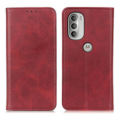 Custodia Portafoglio In Pelle Cover con Supporto A02D per Motorola Moto G51 5G Rosso