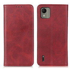 Custodia Portafoglio In Pelle Cover con Supporto A02D per Nokia C110 Rosso