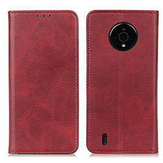 Custodia Portafoglio In Pelle Cover con Supporto A02D per Nokia C200 Rosso